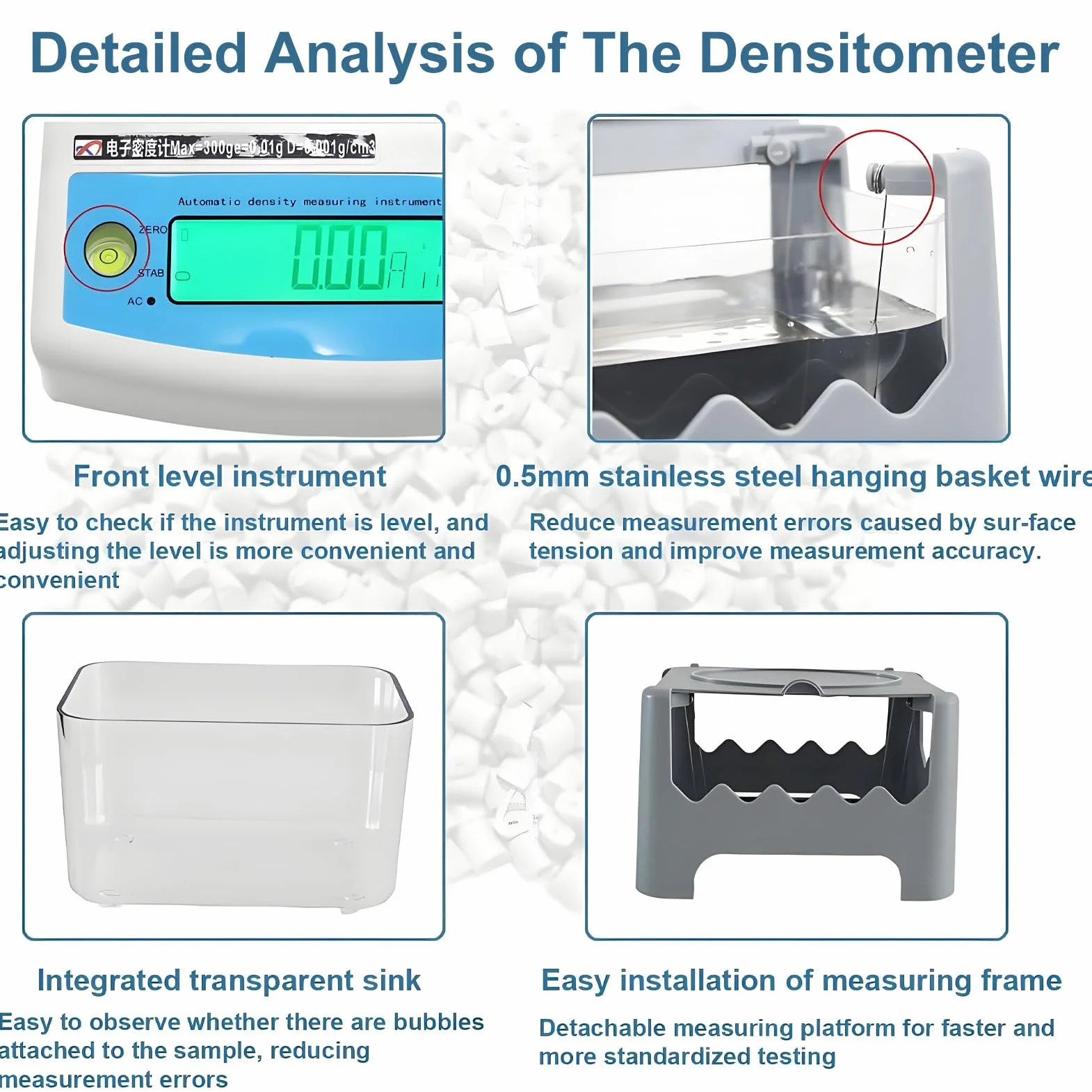 Densimètre numérique de Haute précision (0,001 g/cm³), analyseur électronique, testeur de densité numérique pour Solides de 300 g