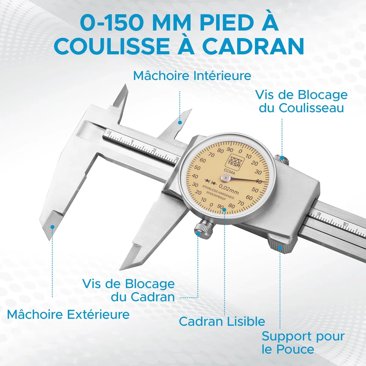 TESA CCMA-M Pied à Coulisse à Cadran Professionnel 150 mm