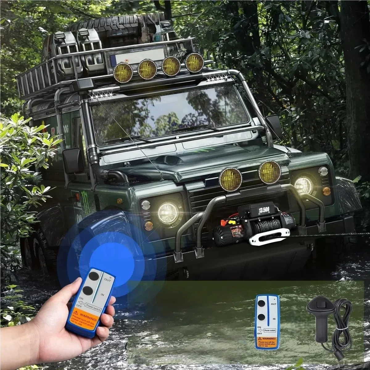 Treuils électriques Treuil Électrique 13500LBS, Corde De Pour Camion, 12V, Avec Télécommande, Pour Remorque Voiture 4x4, ATV