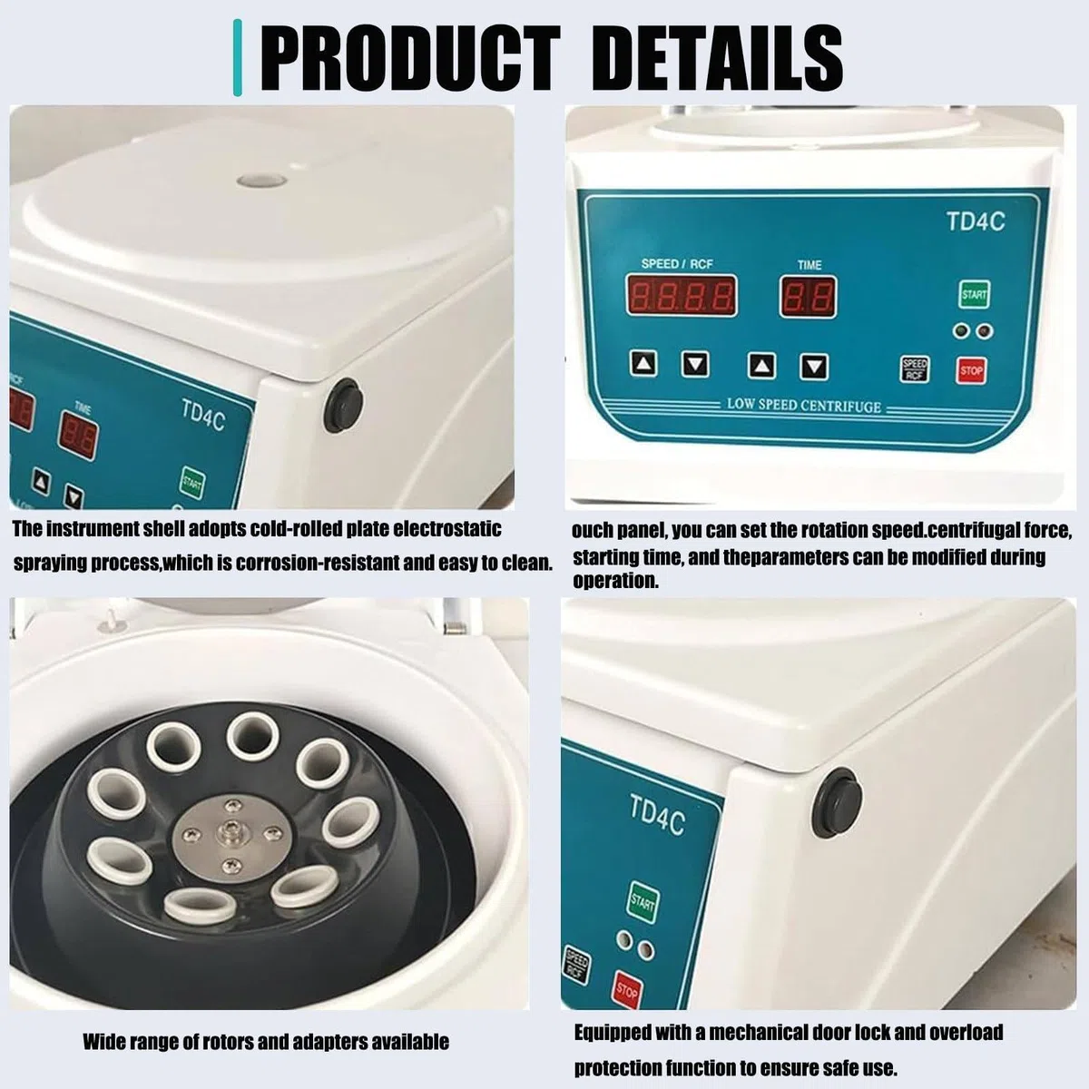 Centrifugeuse De Table De Laboratoire PRP 6 X 15/8 X 15/12 X 10ml, Mini Centrifugeuse Scientifique avec Minuterie 0-99 Mins Vitesse Réglable