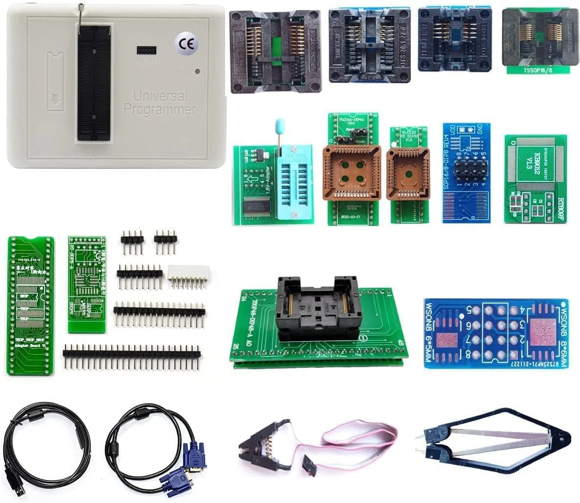 RT809H Programmer 13 Sockets EMMC Nand Flash Extremely Fast Universal Chip Kit IC Programmer eprom Adapters with Cables ISP Cables TSOP48 TSOP56 CAR/DVD/TV