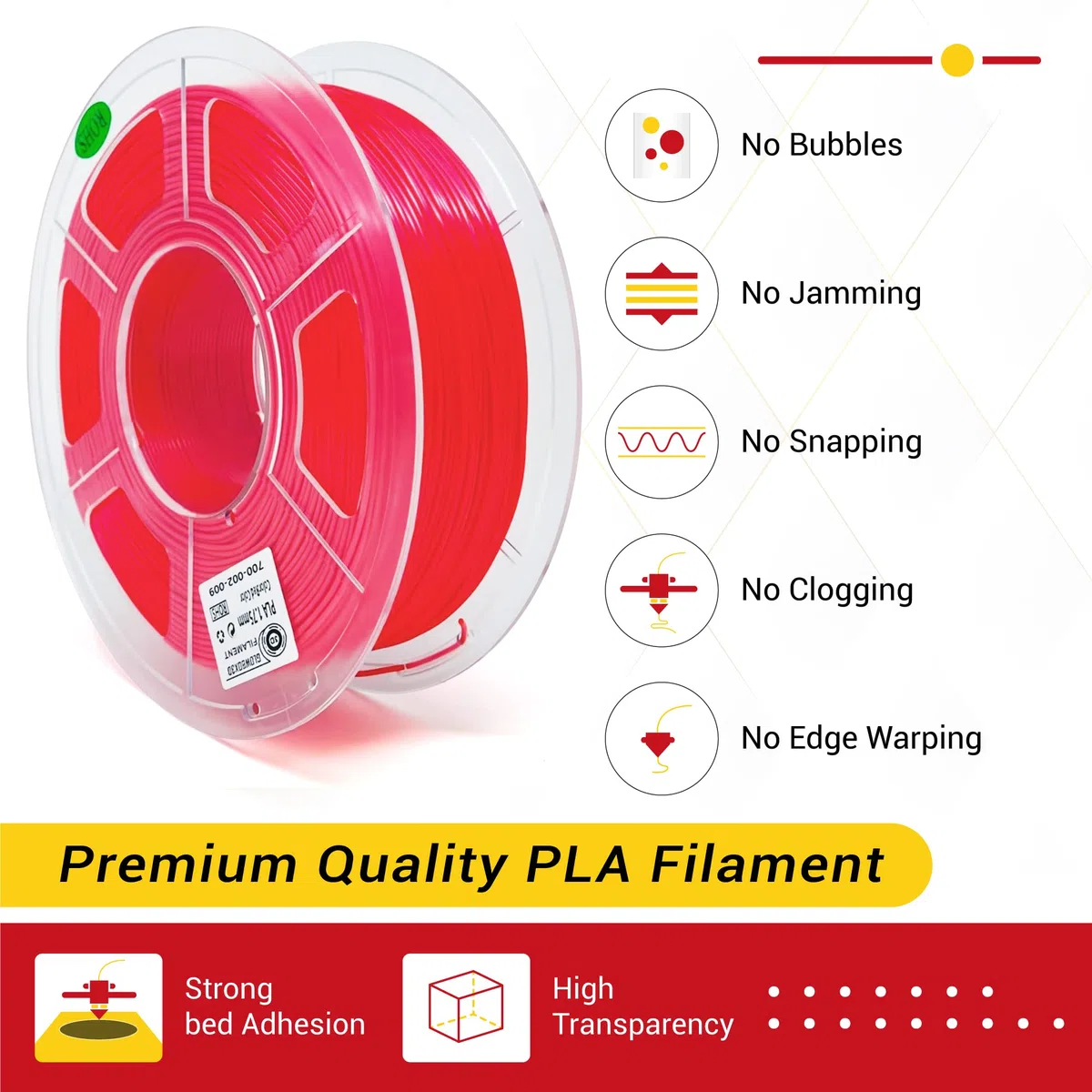 Filament PLA pour imprimante 3D de 1,75 mm avec précision dimensionnelle de +/- 0,02 mm, filament d'impression 3D prend en charge toutes les imprimantes FDM/FFF et stylos 3D, filament 3D