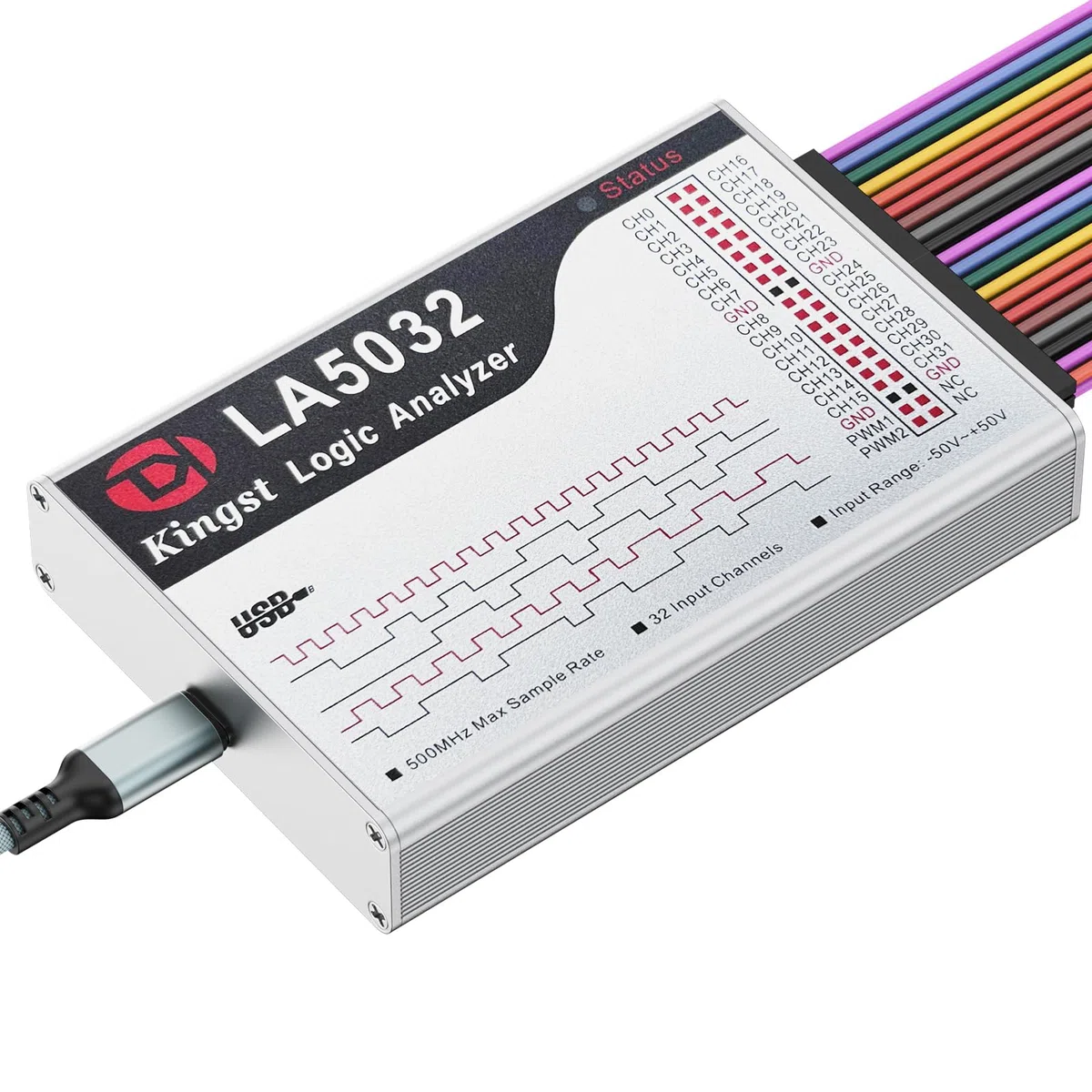 InnoMaker Analyseur Logique USB LA5032 32 Canaux 500MHz 10G Échantillons pour MCU ARM FPGA Outil de Débogage Analyseur MIPI avec Logiciel Anglais Compatible avec Windows Mac Linux