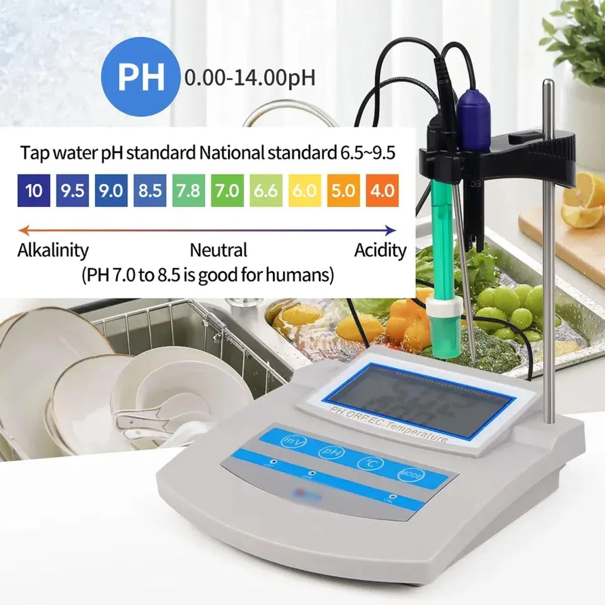 PH-mètre numérique avec compensation de température, stockage de données pour laboratoire, aquarium, pêche, mesures précises pour tester la qualité de l'eau