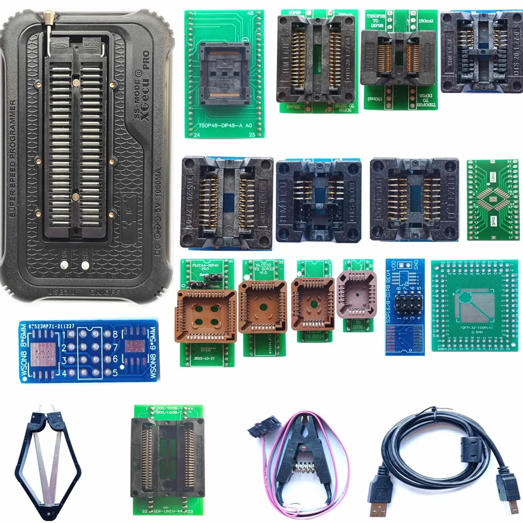 Programmateur T76 15 adaptateurs compatibles avec XGecu T56 T48 TL866II Puce IC Eprom ISP SOP PIC NAND Flash EMMC QFN QFP GAL CPLD VGA BGA Socket