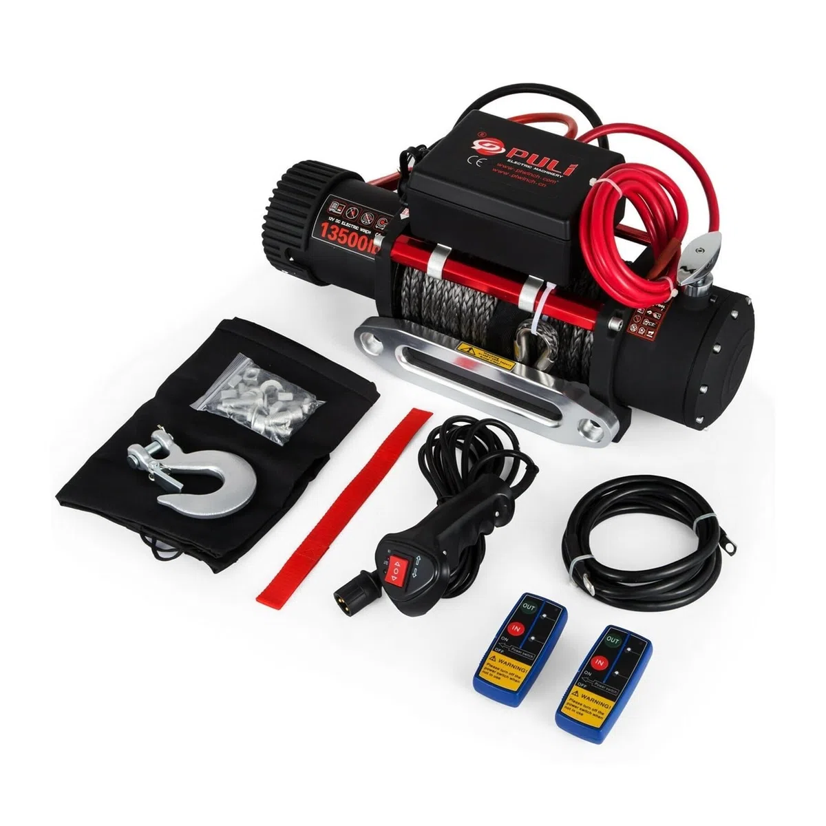Treuil électrique à corde synthétique 13500LBS 12V Treuil 4X4 avec 2 télécommandes for camions RV ATV UTV Pour le bricolage