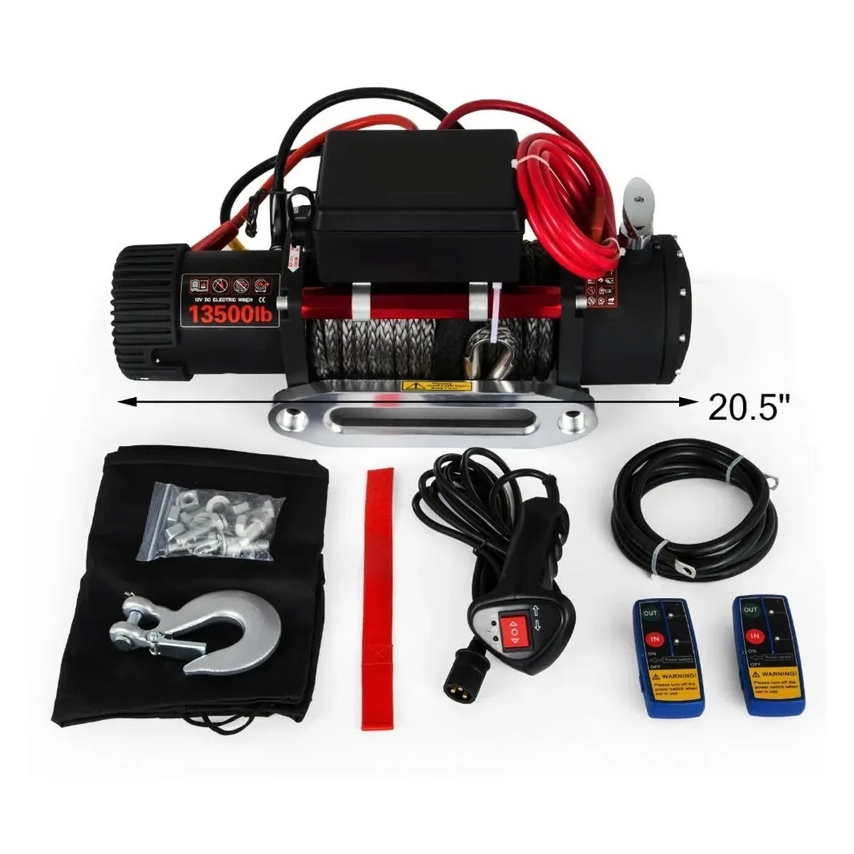 Treuil Électrique À Corde Synthétique, 13500LBS /12000LBS, 12V, 4x4, Avec 2 Télécommandes, Pour Camions, Camping-car, ATV, UTV Bras Cadre Durable de Levage Palan Électrique