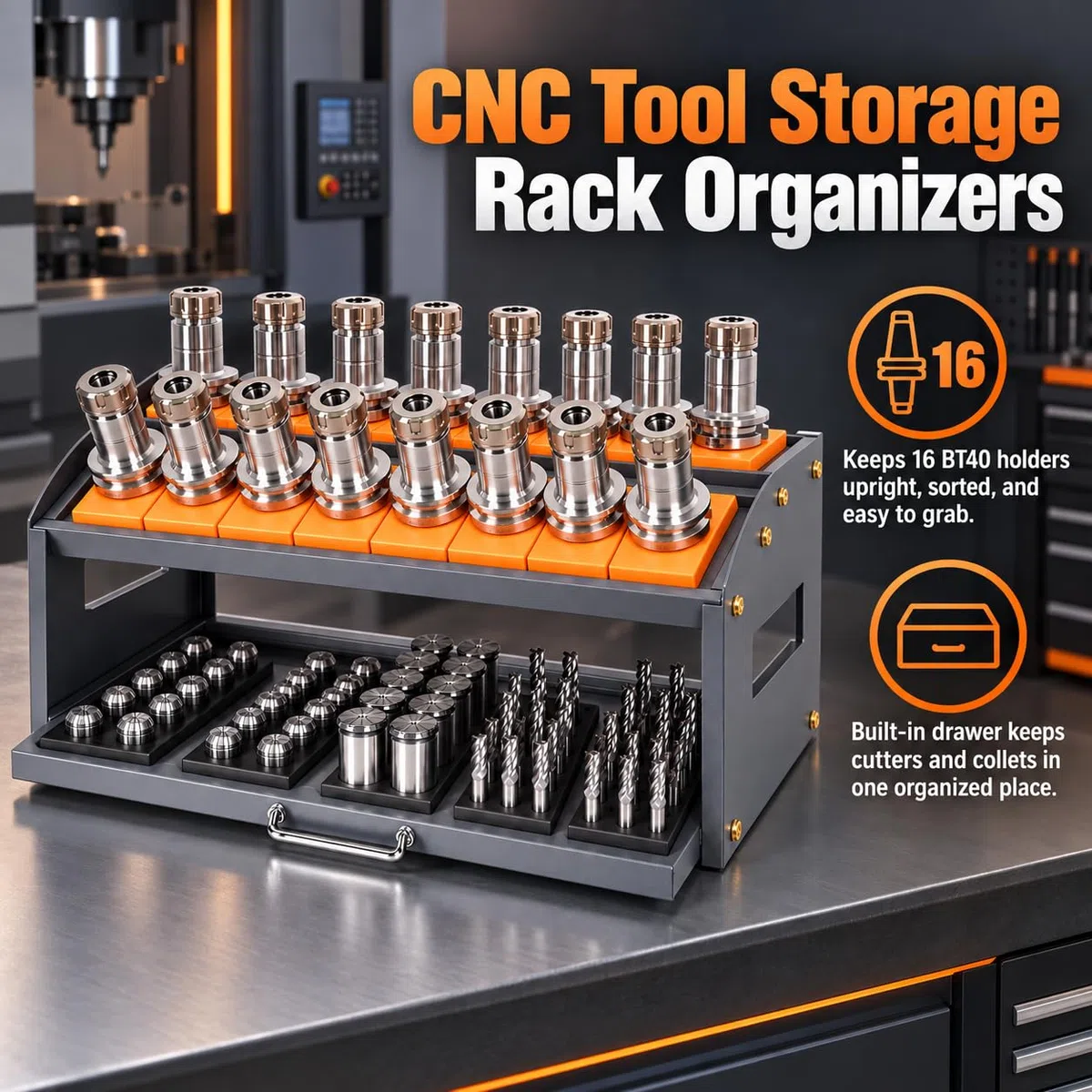 Organisateurs de support de stockage d'outils CNC, ajustement BT40