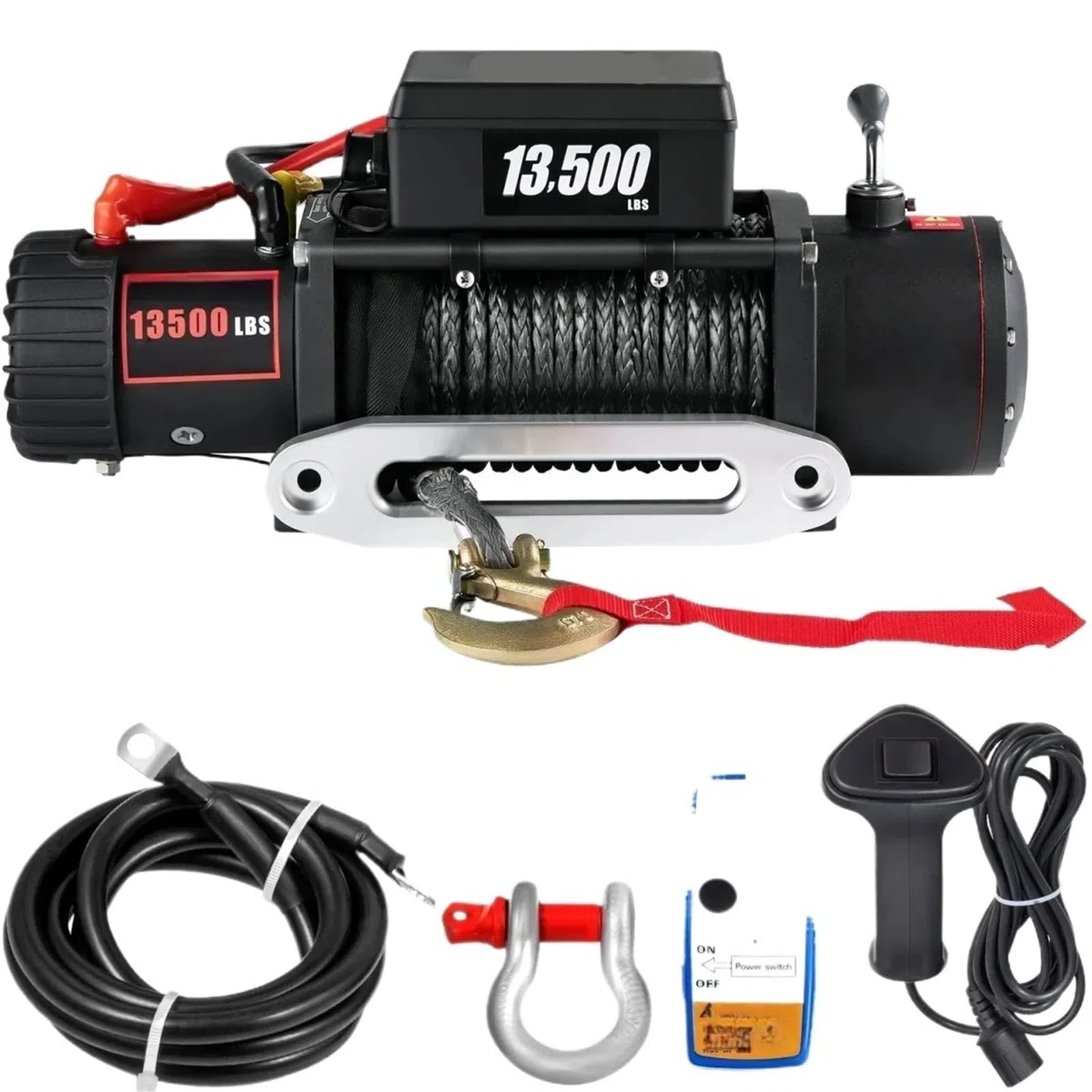 Treuils électriques Treuil électrique 13500LBS 12V, corde de remorquage synthétique, grue levage 24M/92 pieds pour voiture 4x4 Palan électrique