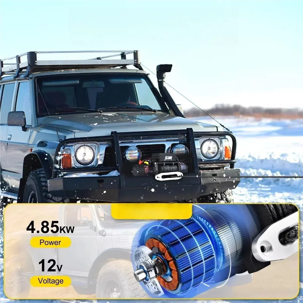 Treuils électriques Treuil électrique 13500LBS 12V, corde de remorquage synthétique, grue levage 24M/92 pieds pour voiture 4x4 Palan électrique