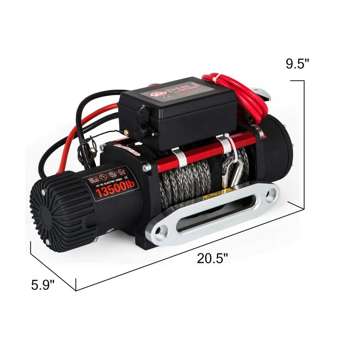 Treuil électrique à corde synthétique 13500LBS 12V Treuil 4X4 avec 2 télécommandes for camions RV ATV UTV Pour le bricolage